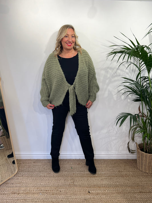 OLIVE Oversized Tie Knot Cardigan