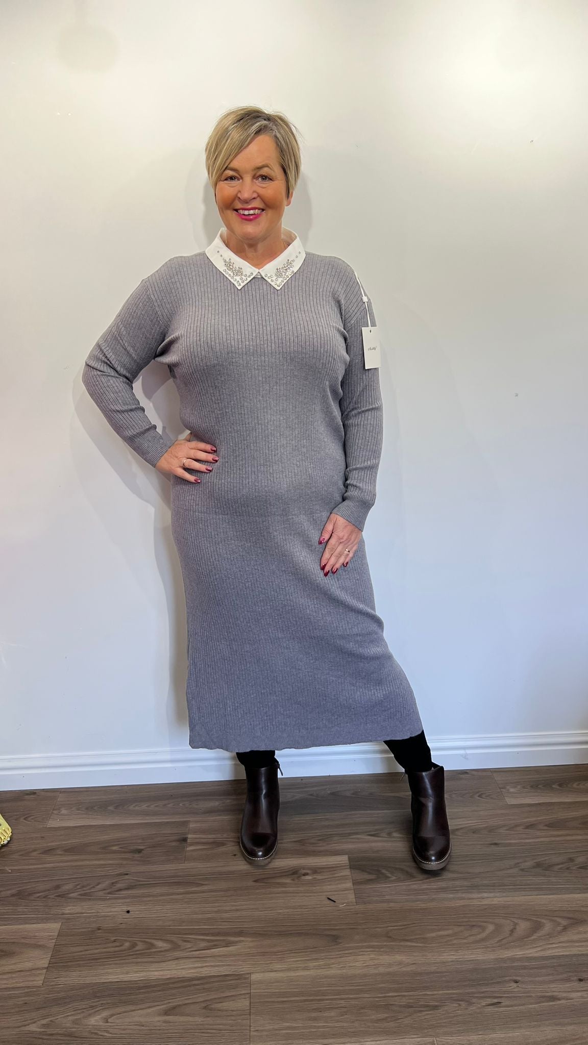 SIMONE Sparkle Collar Jumper Dress