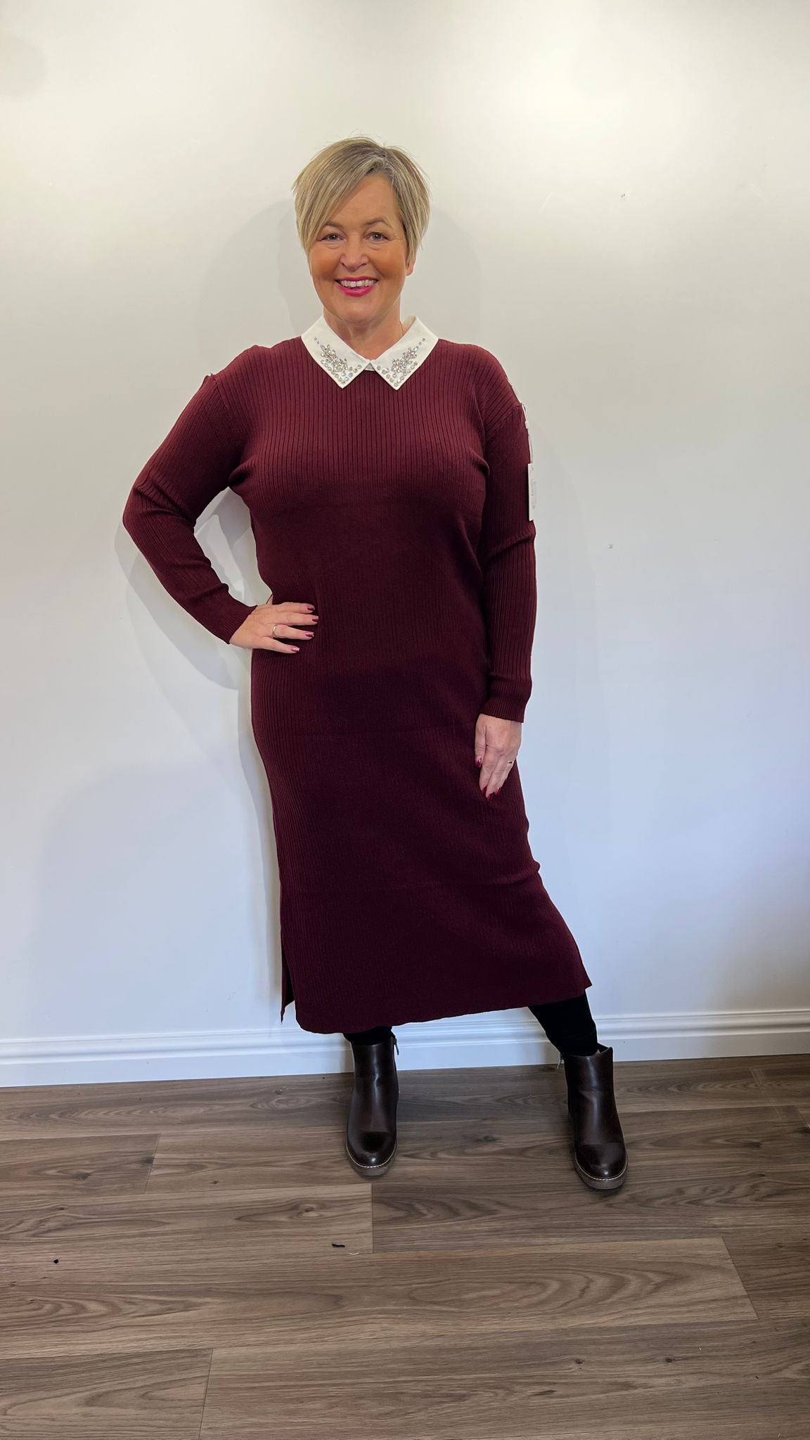 SIMONE Sparkle Collar Jumper Dress