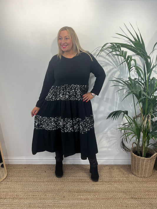 SUSIE Sequin Panelling Sweatshirt Dress