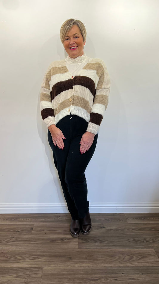 CAITLIN Cropped Stripe Cardigan