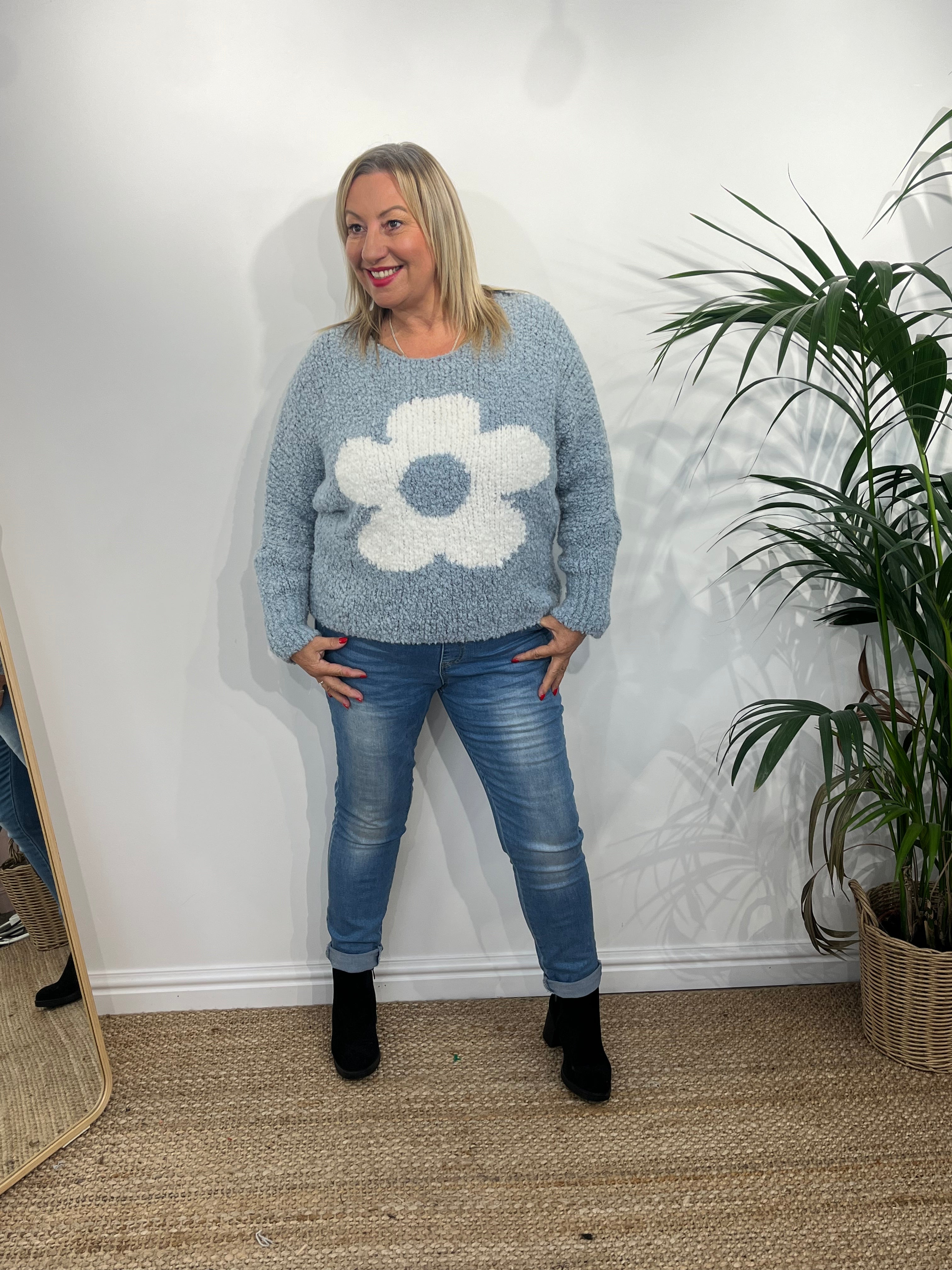 WHINNIE Wool Mix Daisy Boucle Jumper