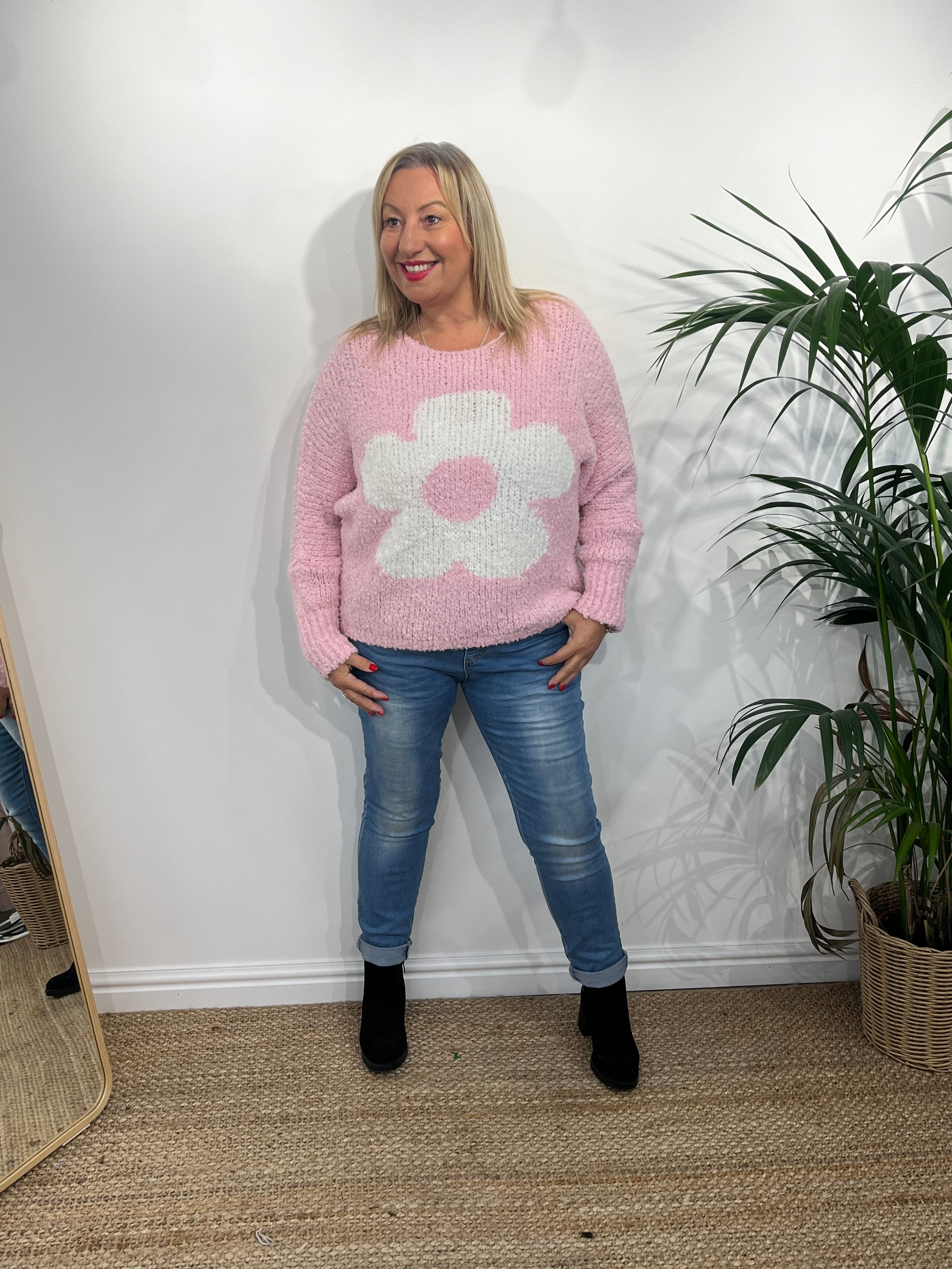 WHINNIE Wool Mix Daisy Boucle Jumper