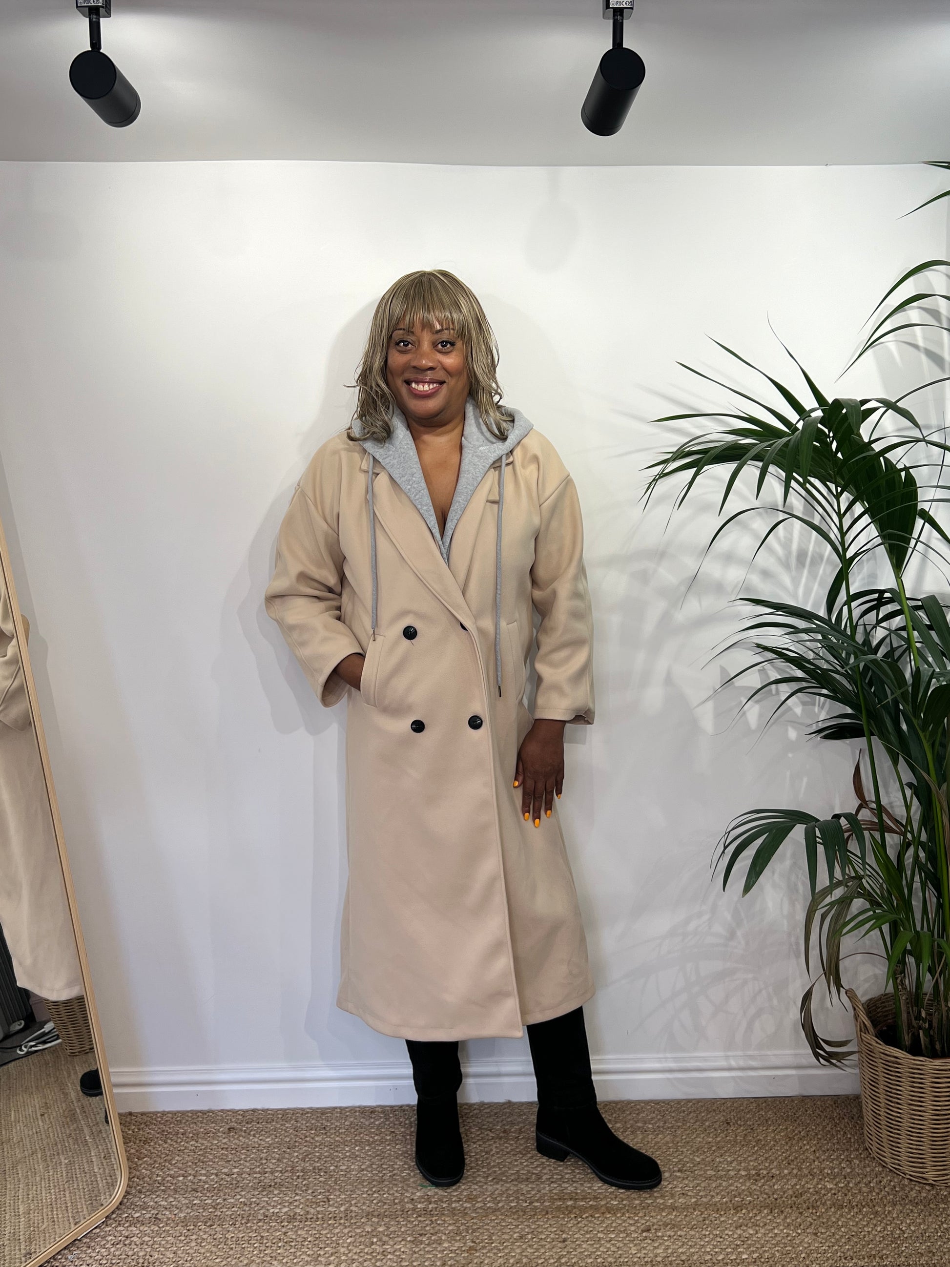 HANNAH Hooded Buttoned Duster Coat