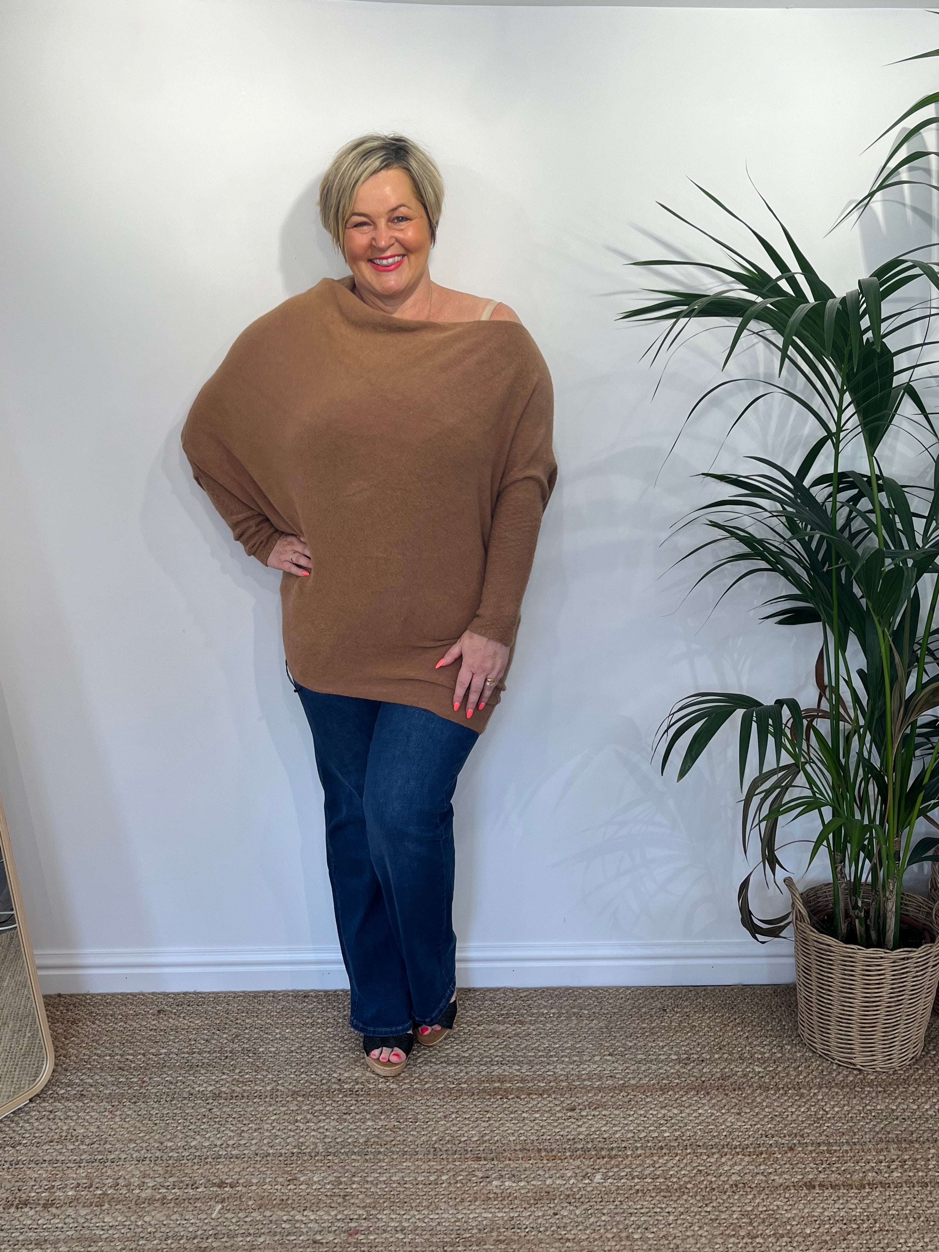 AMIE Asymmetric Wide Neck Jumper