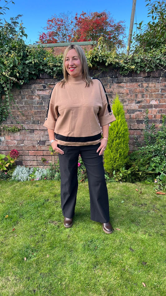 CAT Colour Stripe Button Jumper