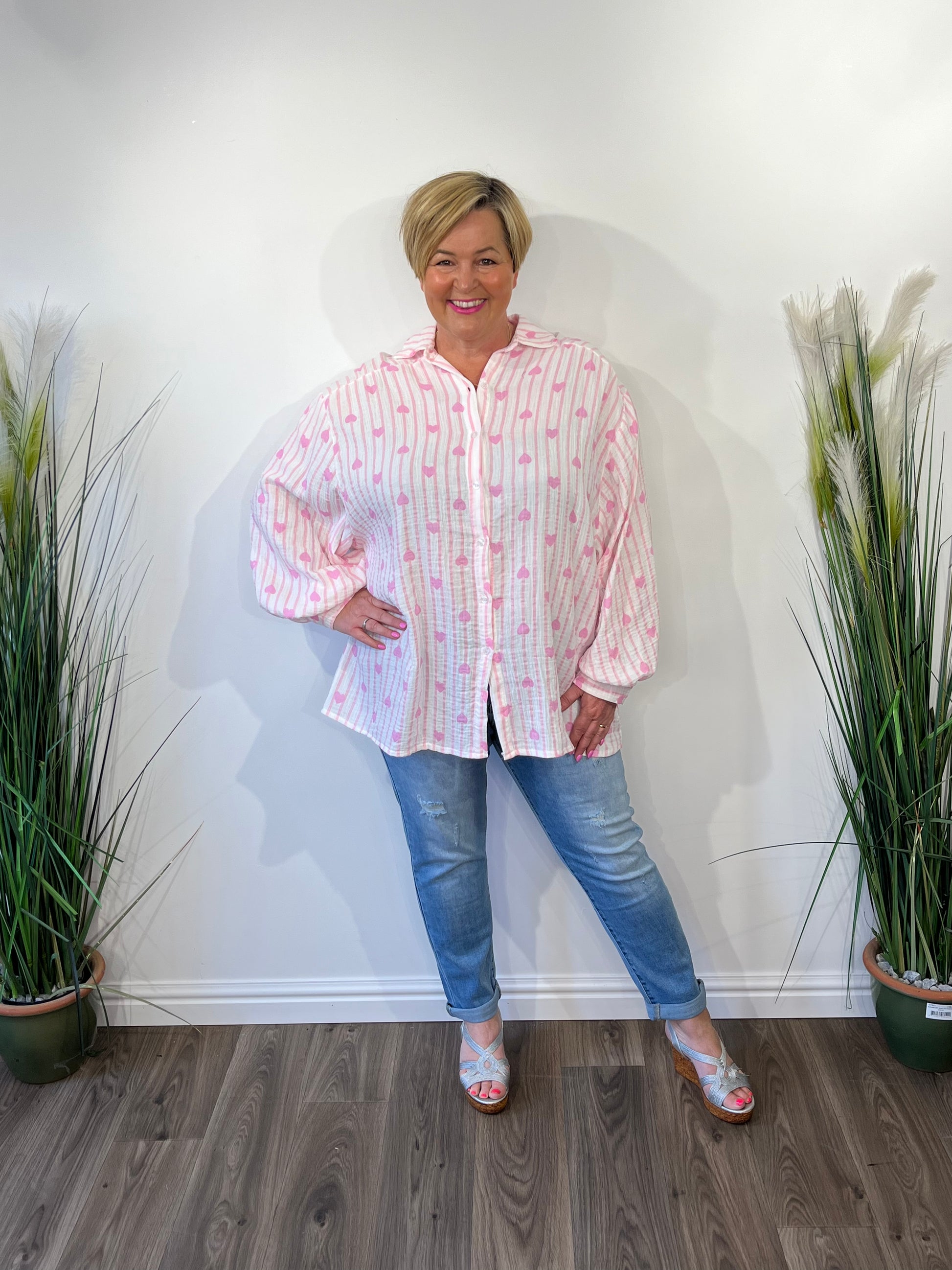 SALLY Striped Heart 100% Cotton Shirt