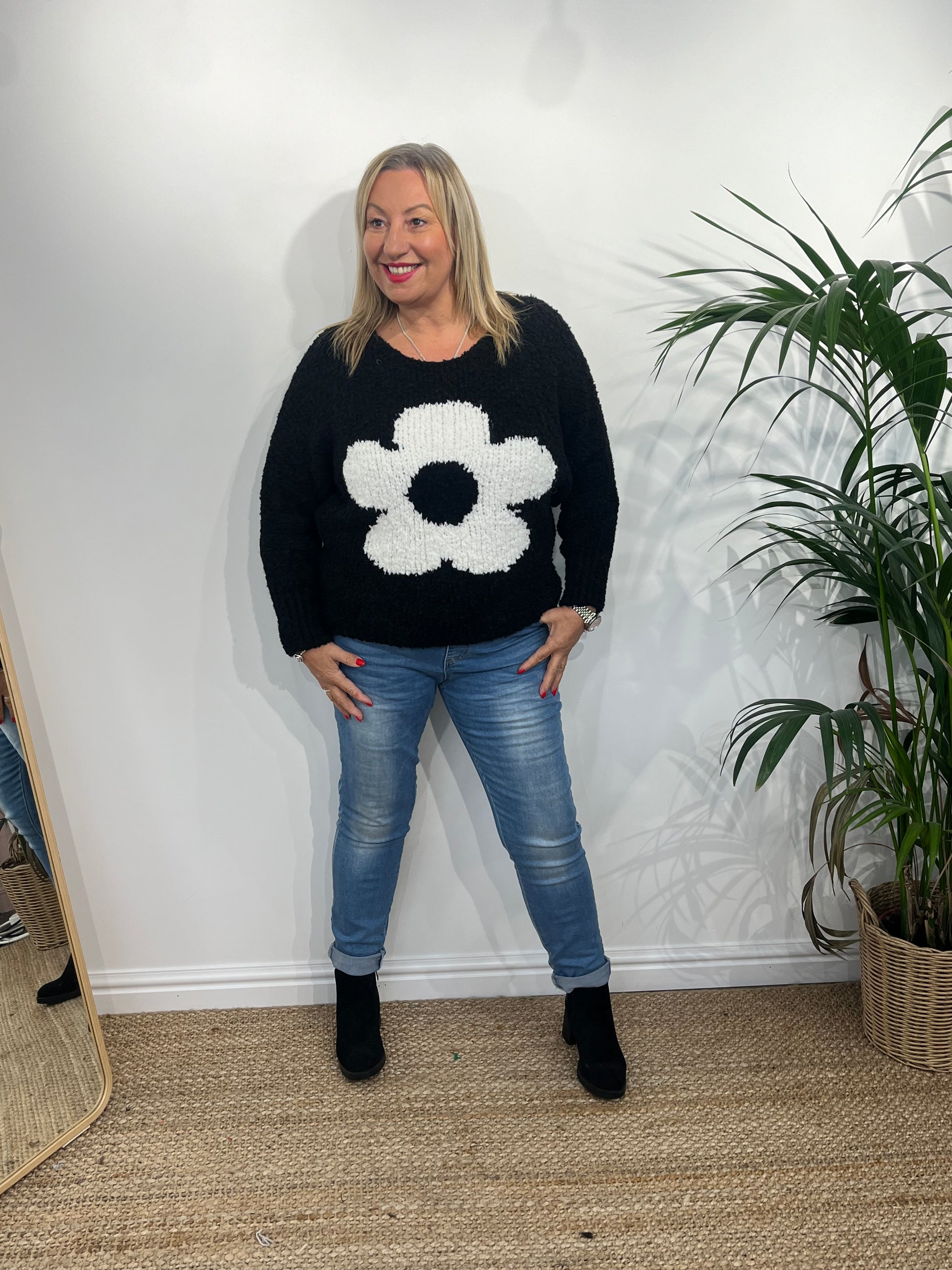 WHINNIE Wool Mix Daisy Boucle Jumper