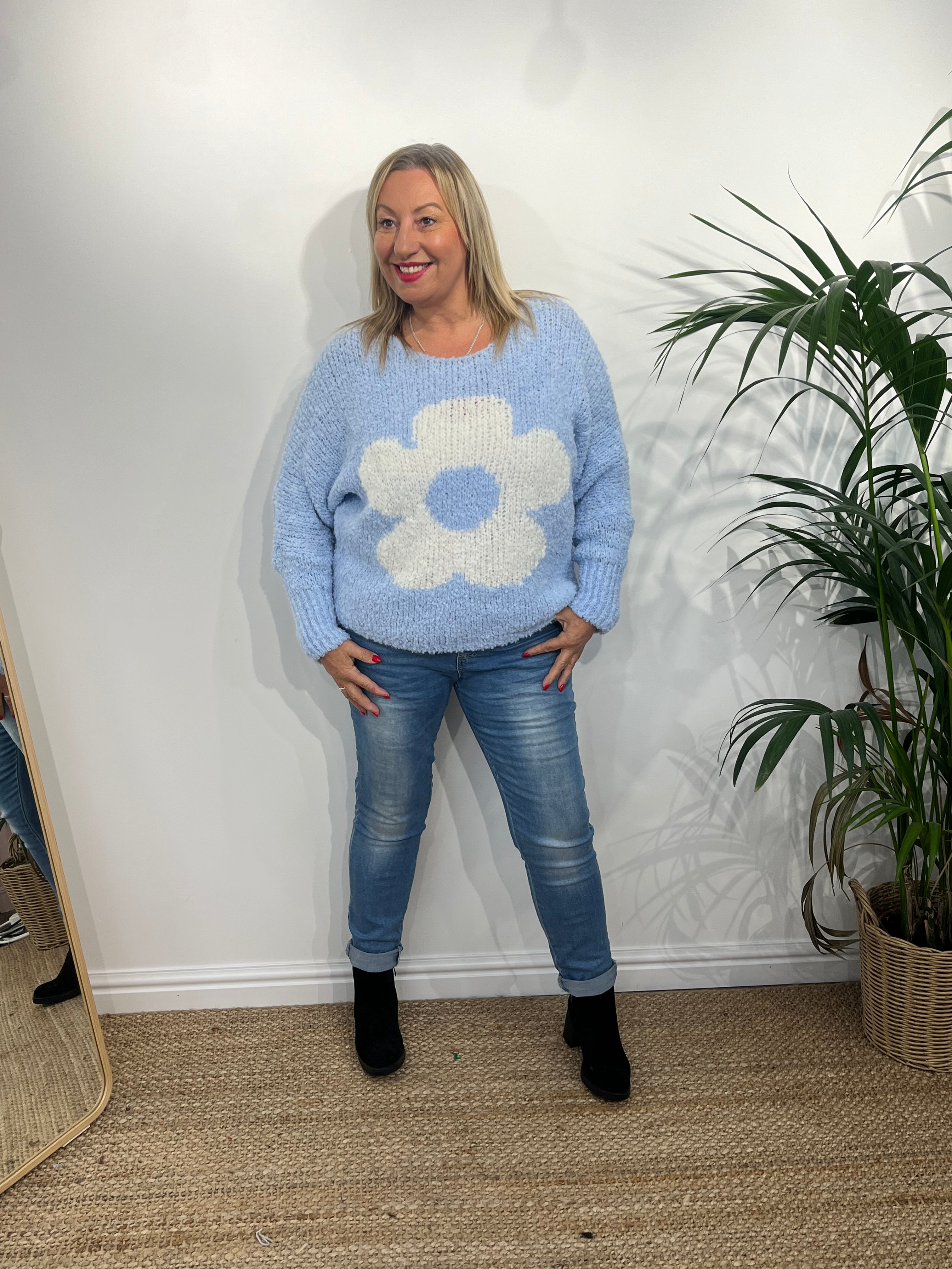 WHINNIE Wool Mix Daisy Boucle Jumper