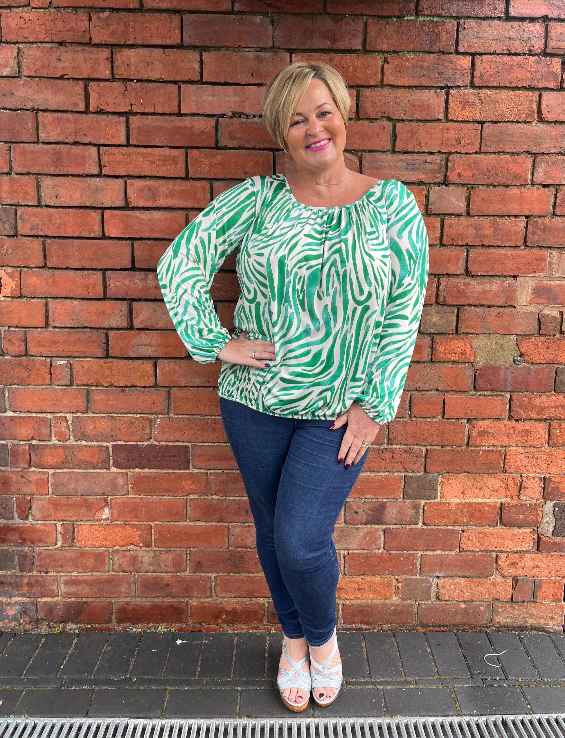 ELLA Elasticated Bardot Zebra Blouse