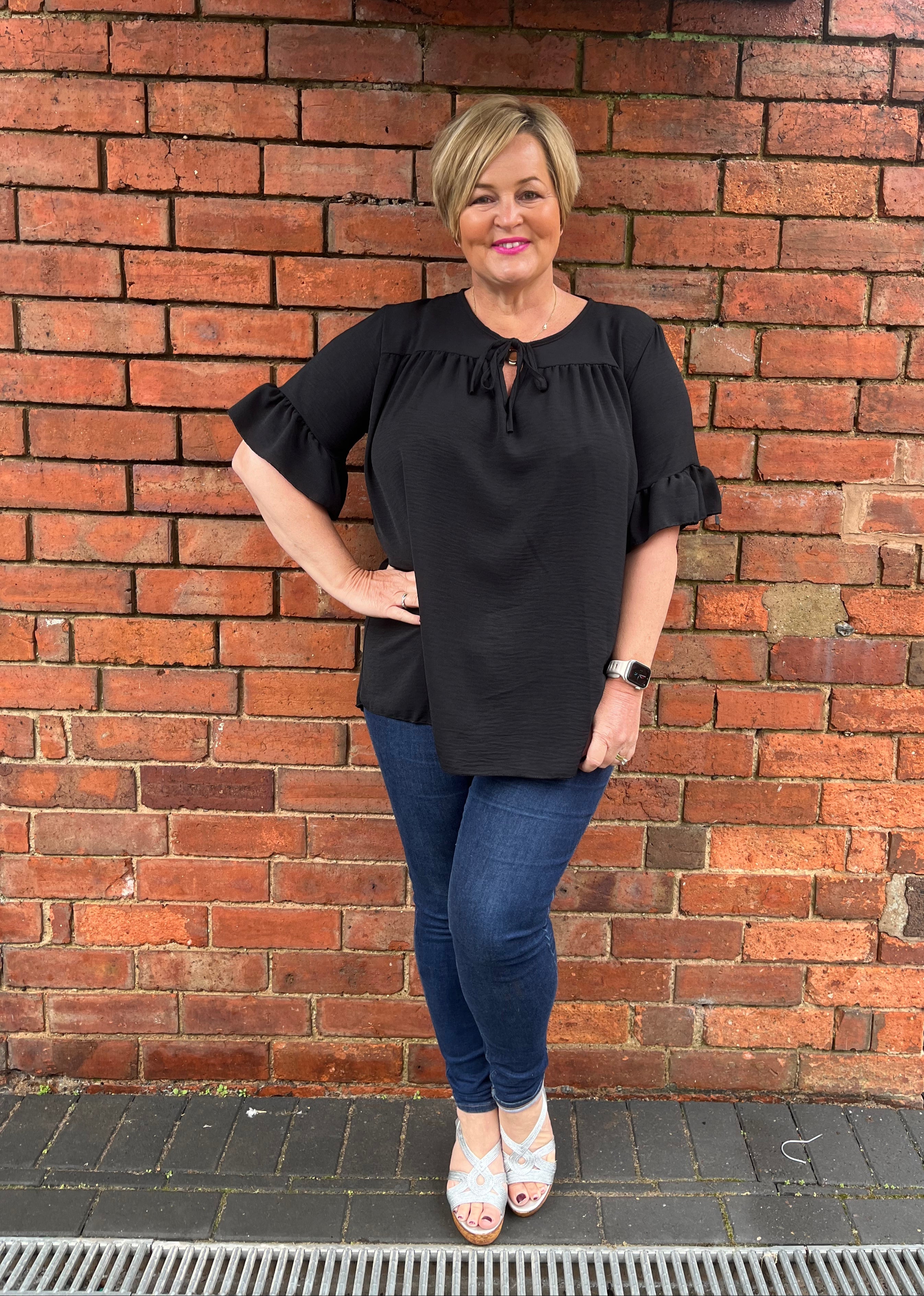 TILLY Tie Chest Frill Blouse