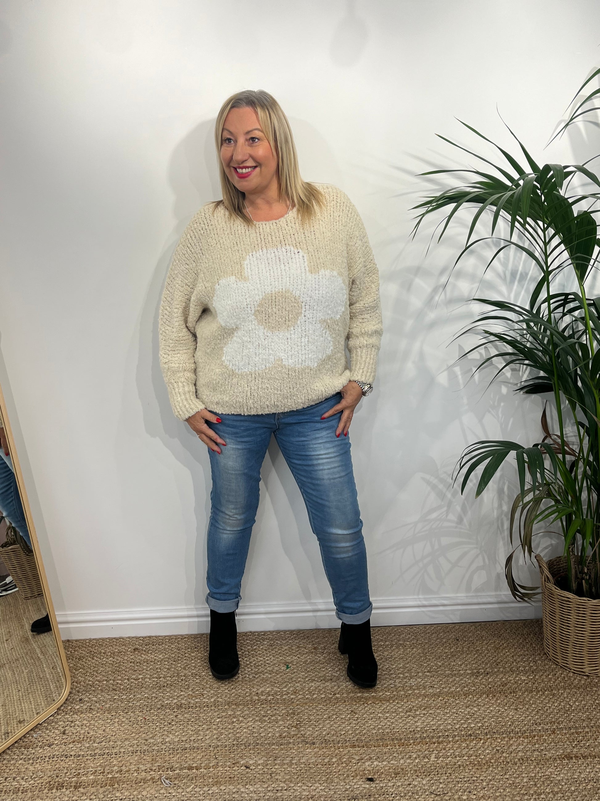 WHINNIE Wool Mix Daisy Boucle Jumper