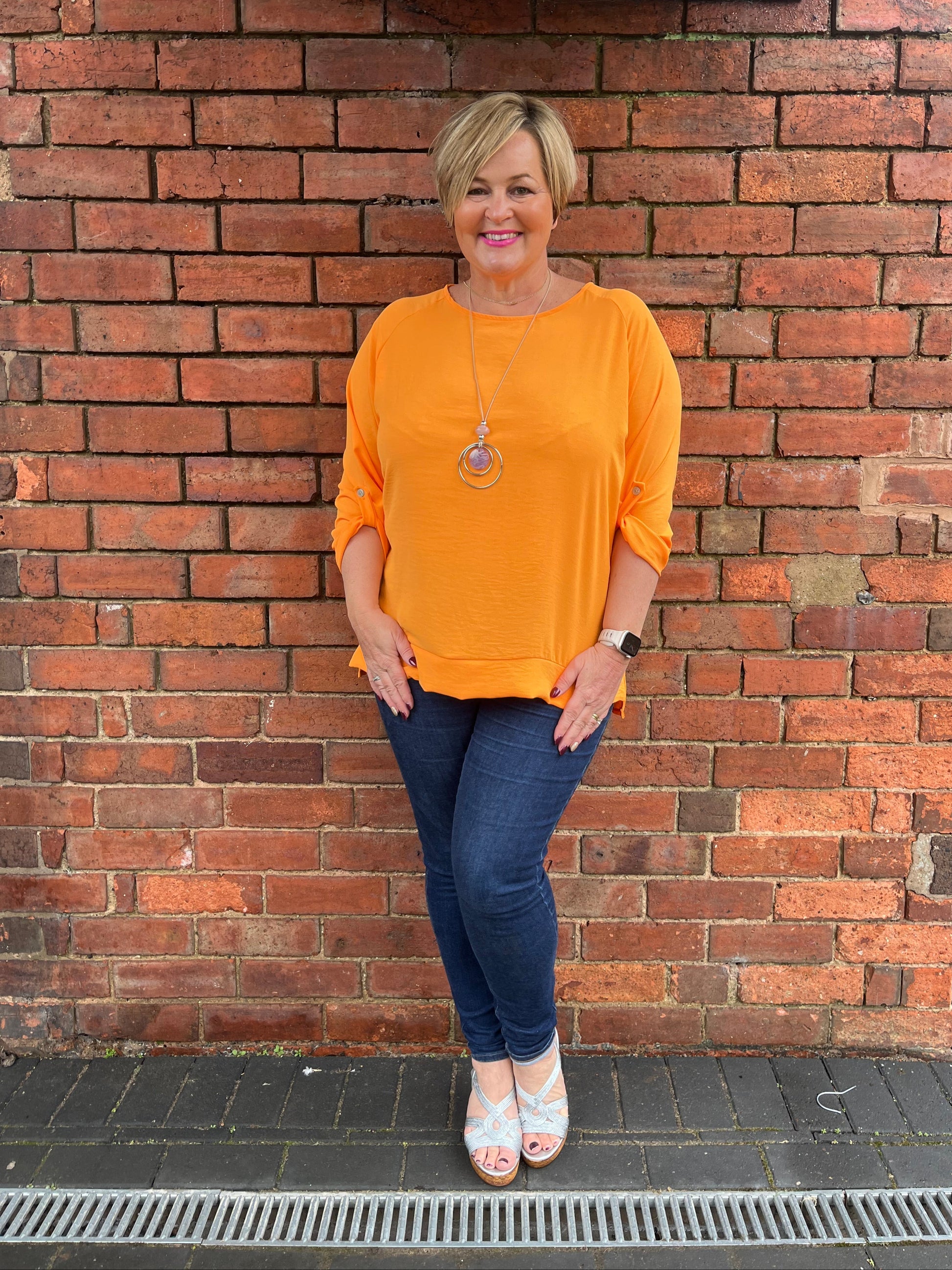 TAMMY Tie Back Sleeve Blouse & Necklace