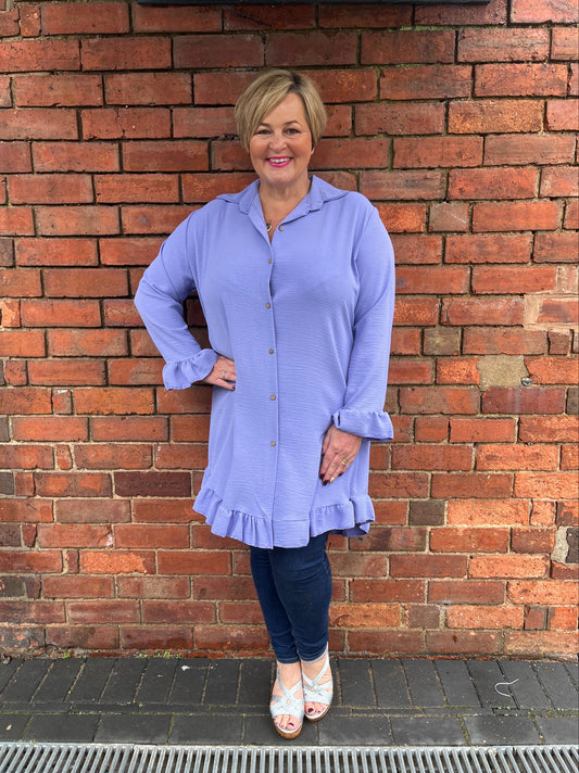 FREDA Frill Hem Button Up Tunic