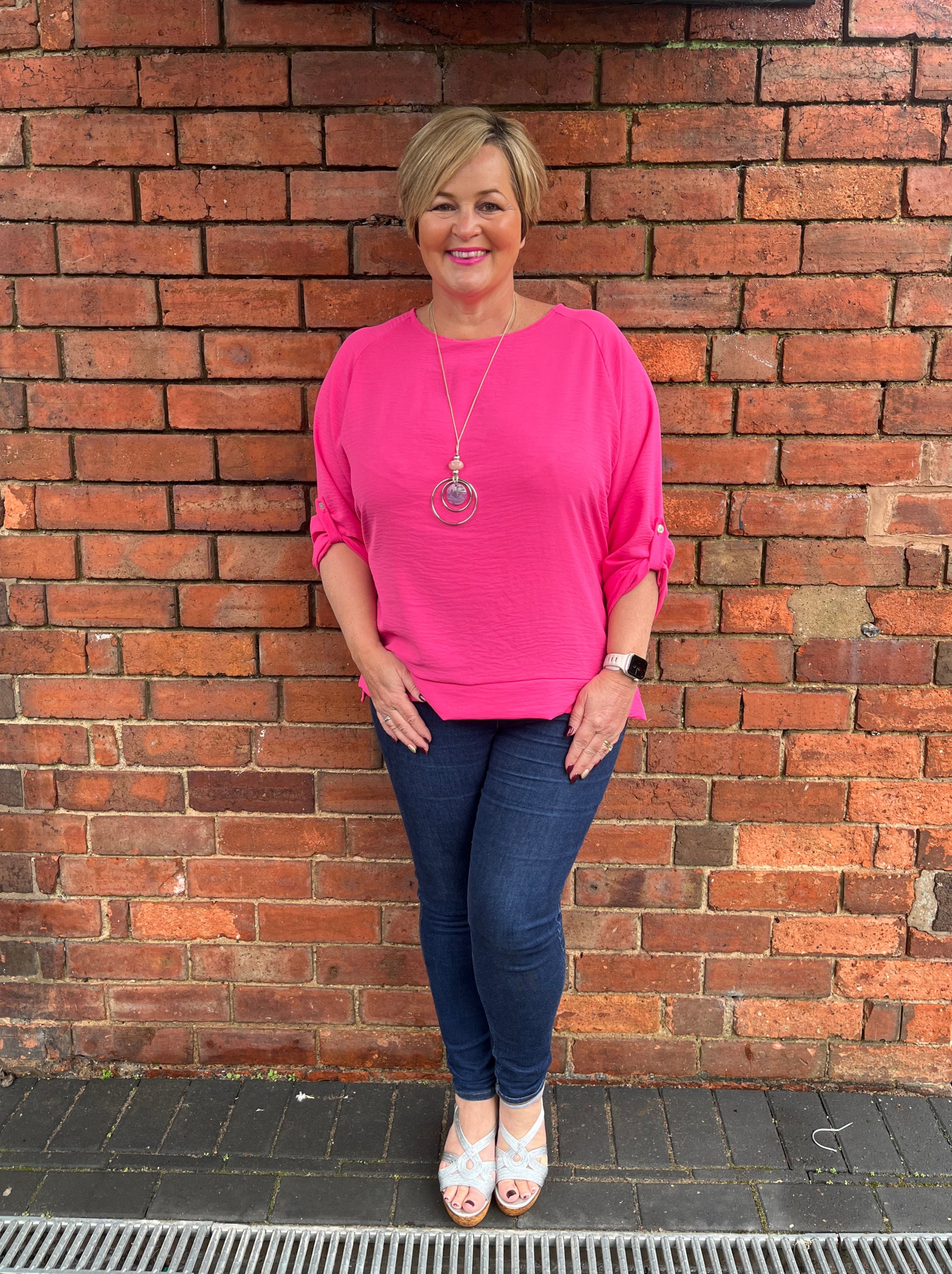 TAMMY Tie Back Sleeve Blouse & Necklace