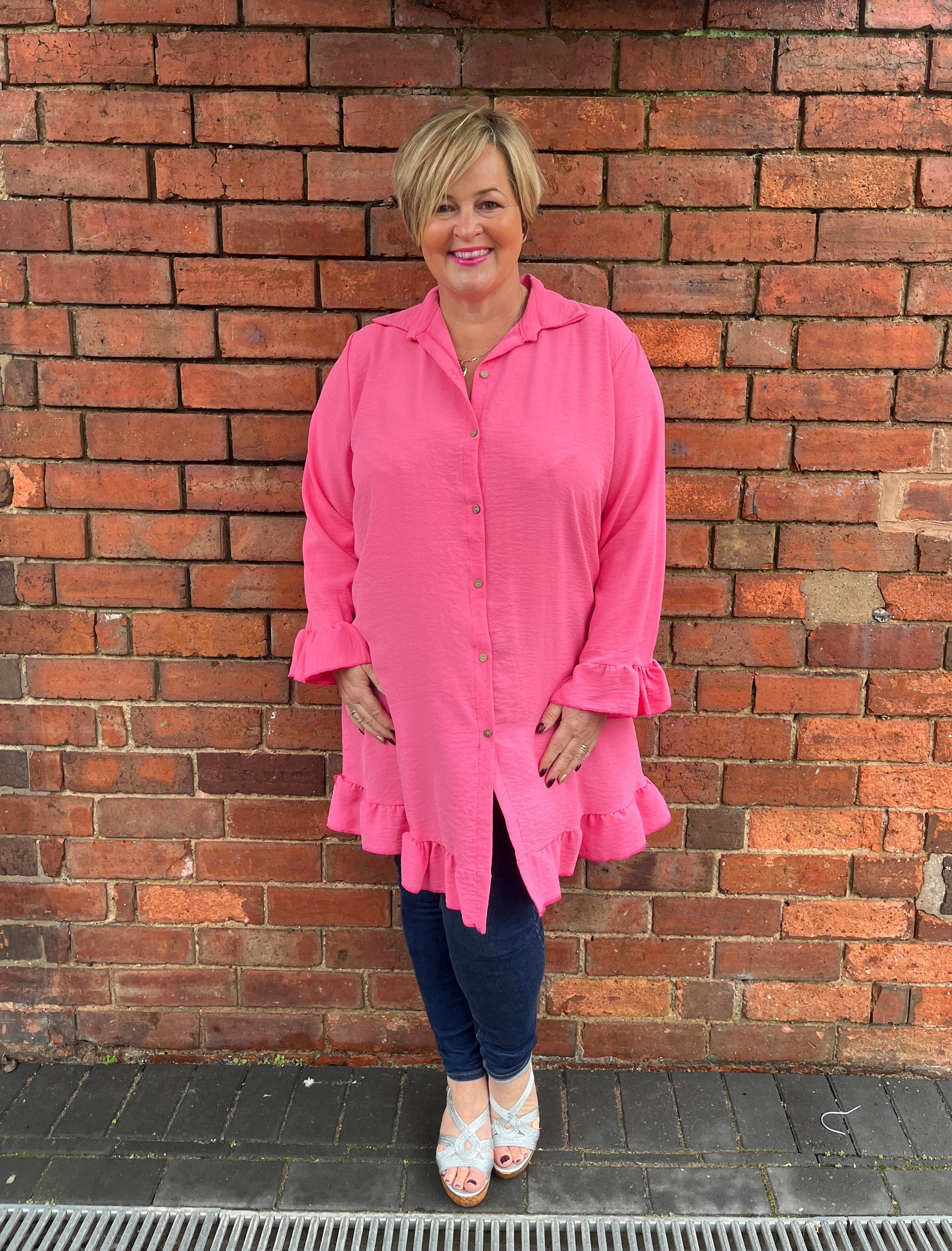 FREDA Frill Hem Button Up Tunic