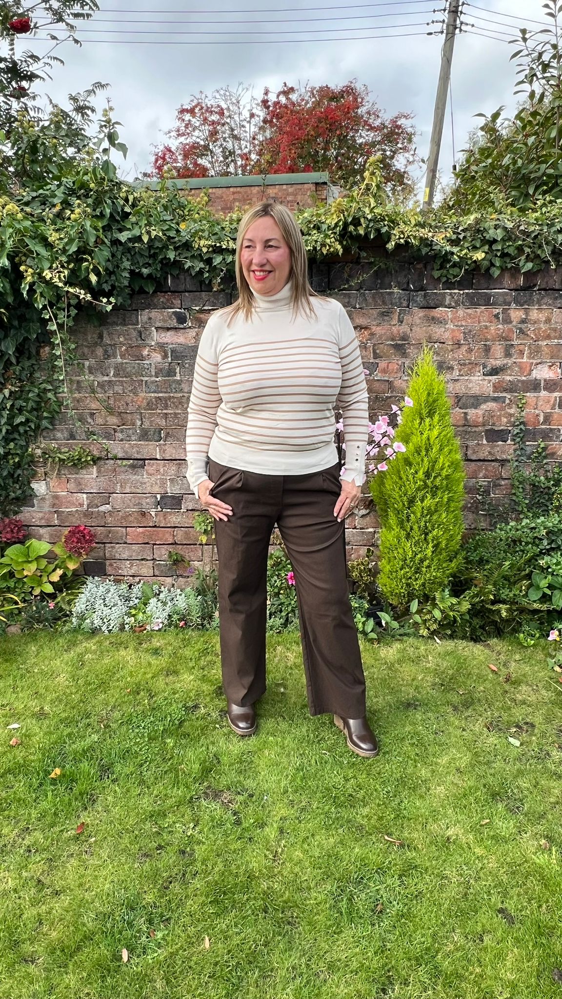 SARA Striped Roll Neck Jumper