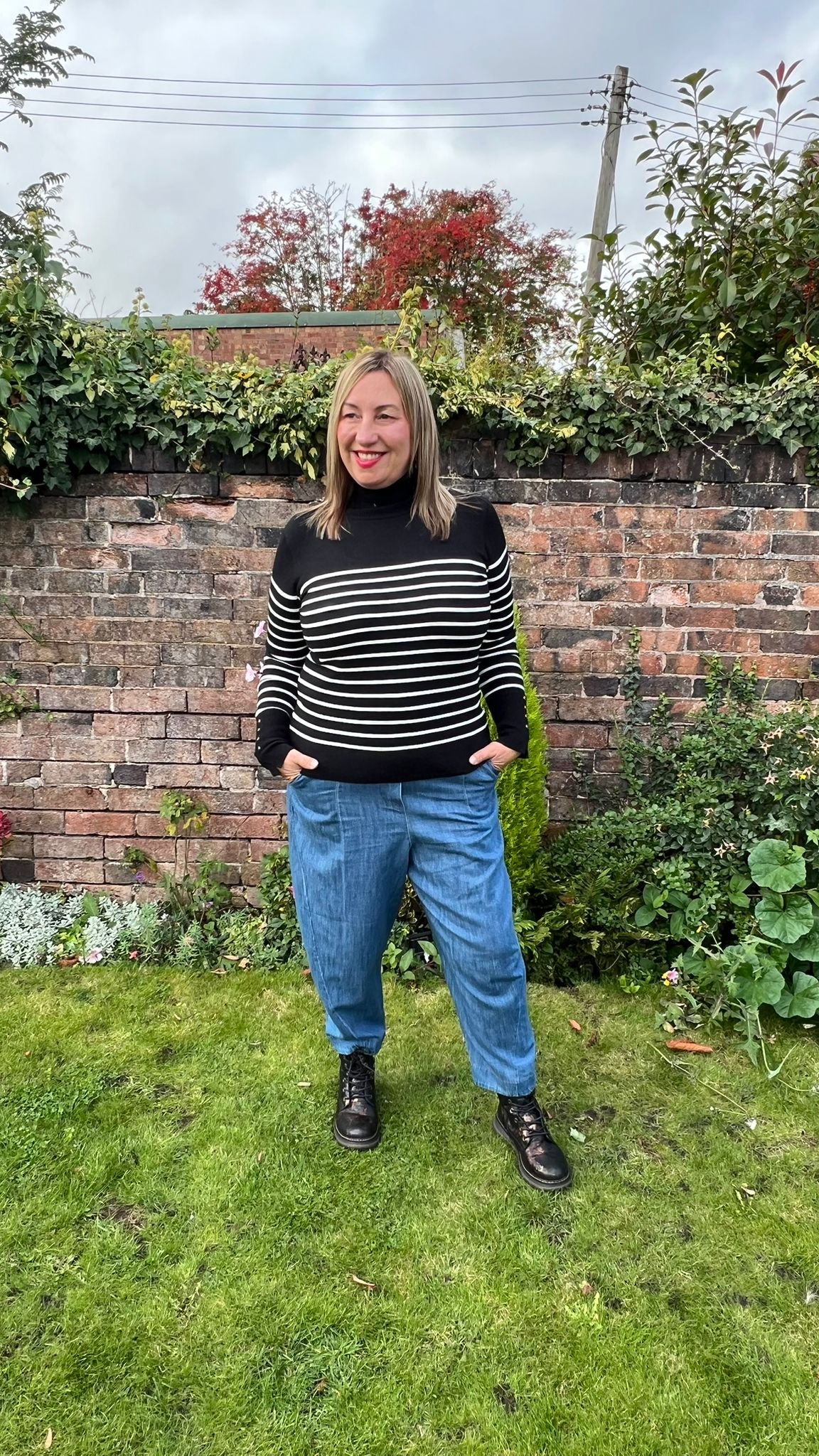 SARA Striped Roll Neck Jumper
