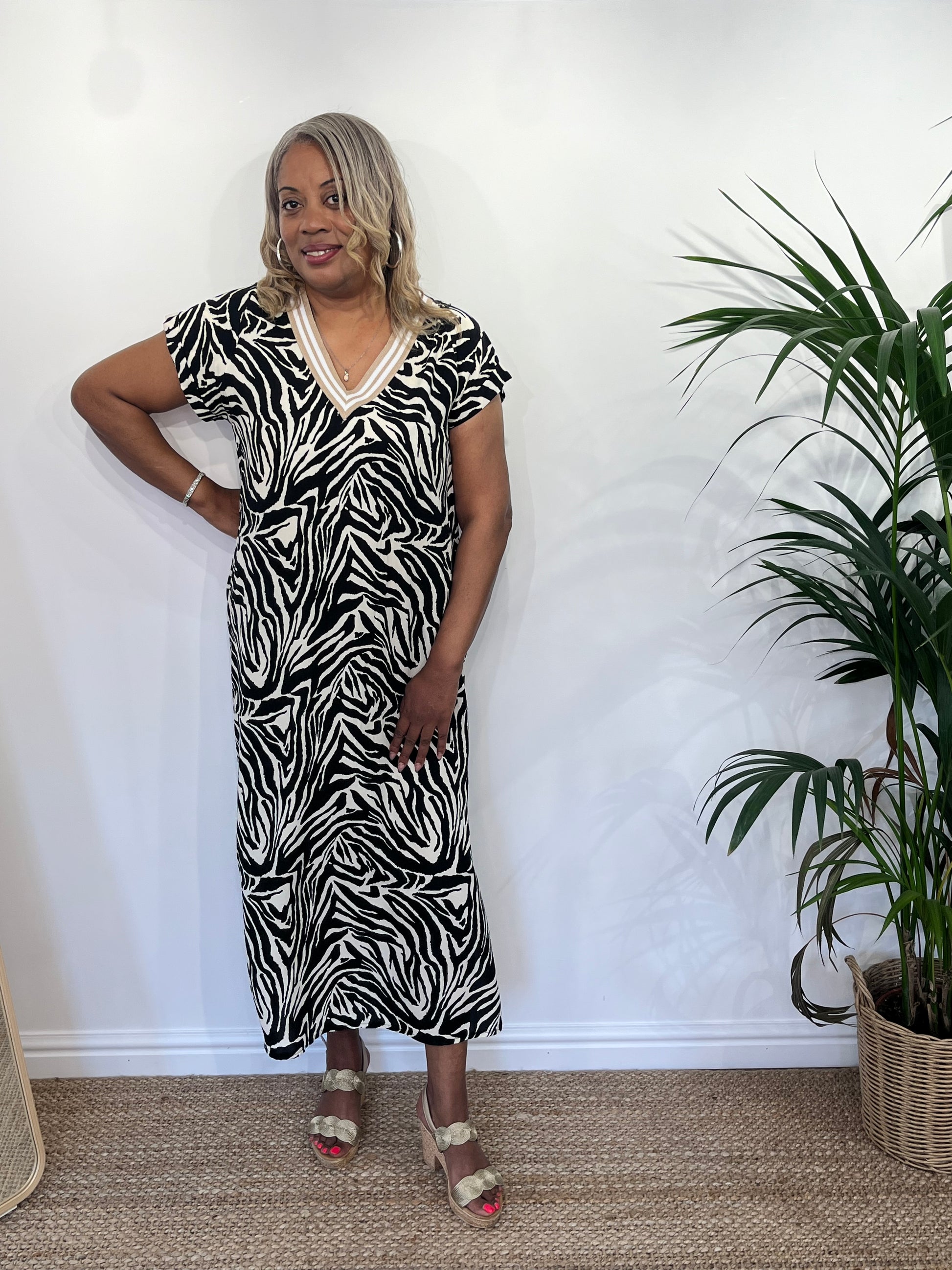 ZARA Zebra Print Longline Dress