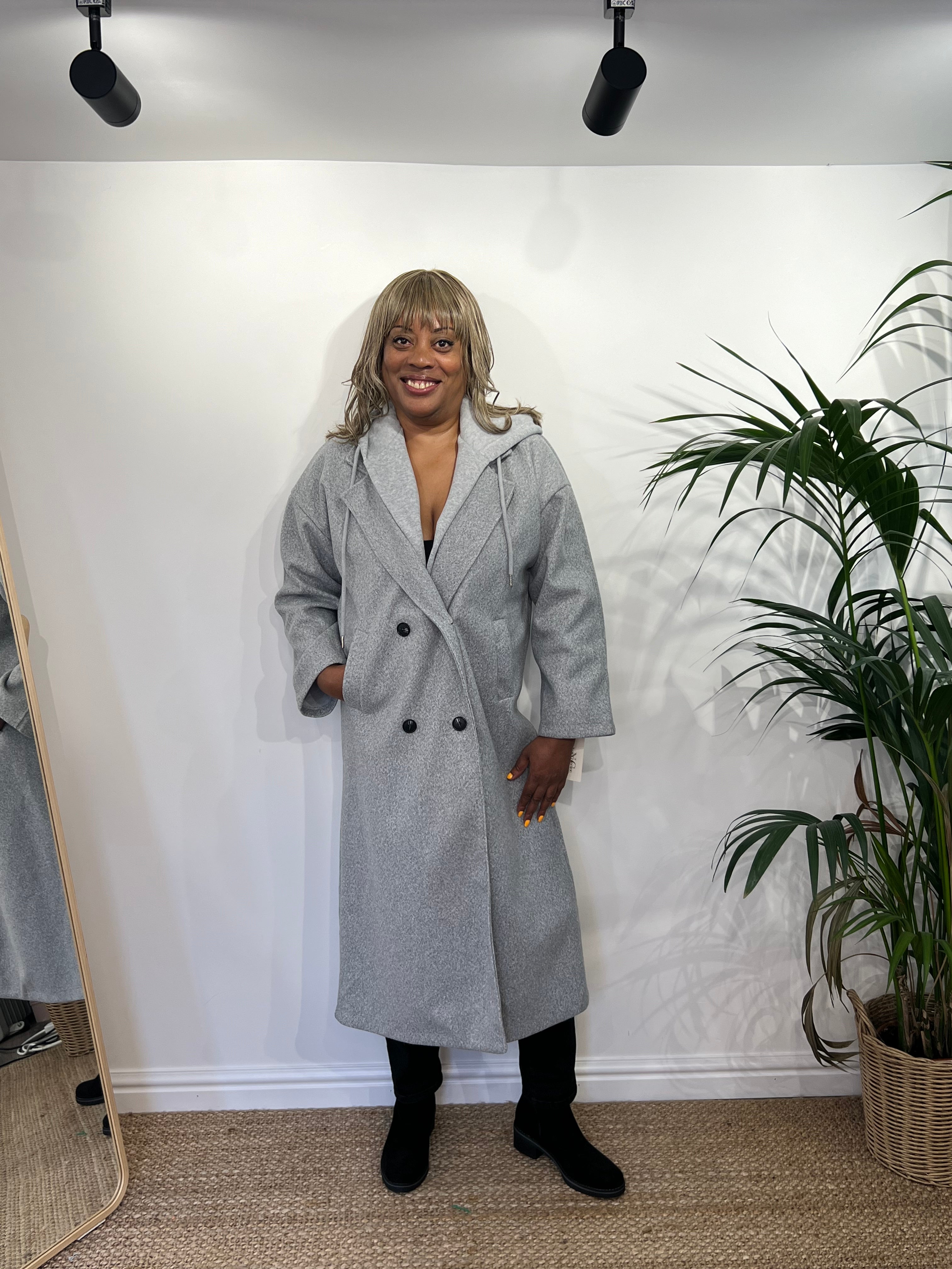 HANNAH Hooded Buttoned Duster Coat