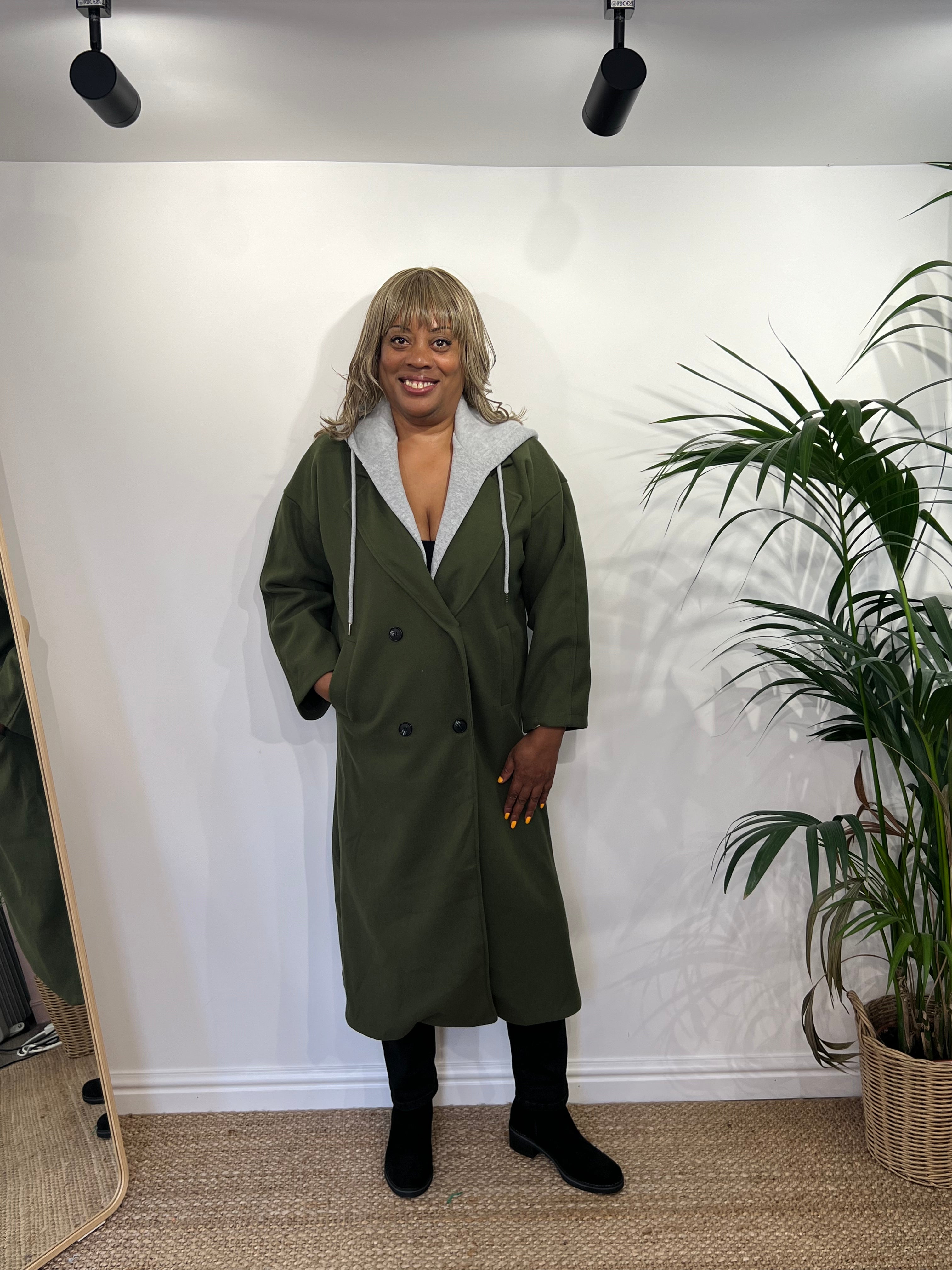 HANNAH Hooded Buttoned Duster Coat