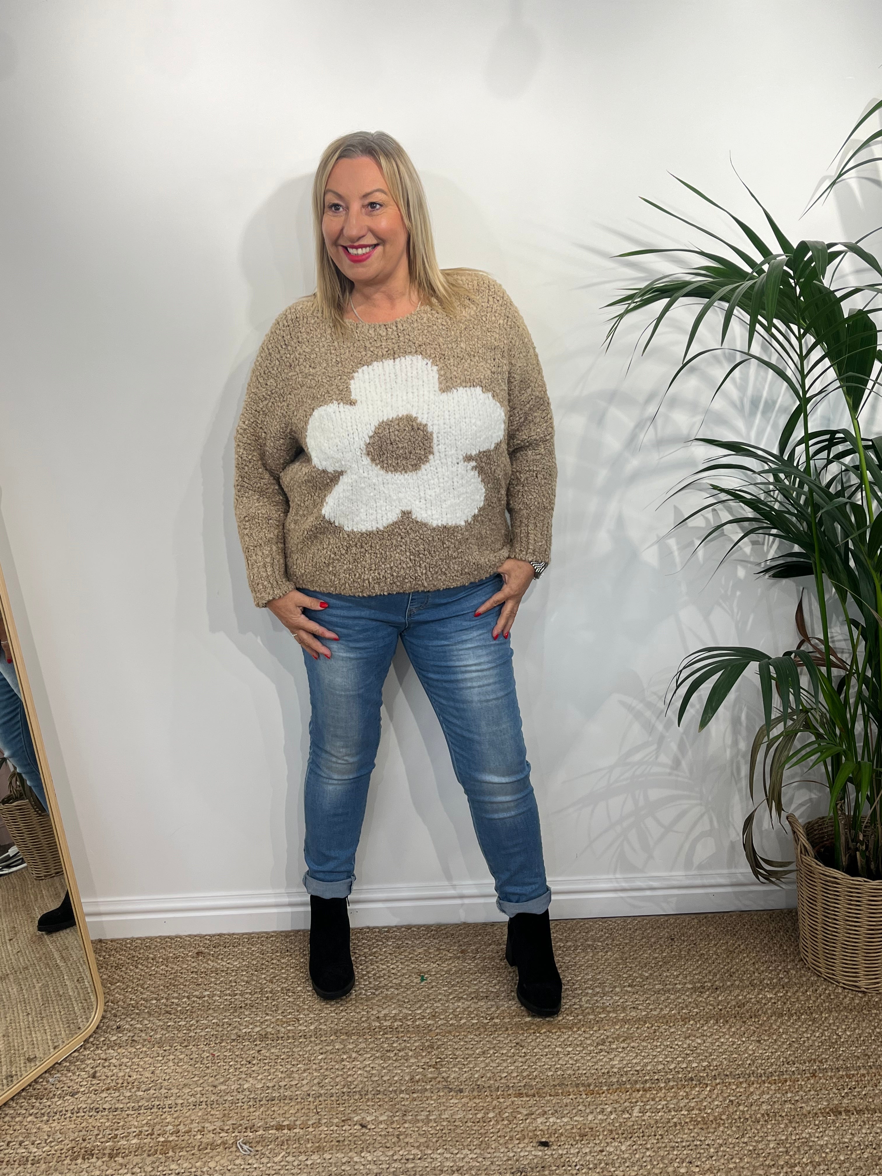 WHINNIE Wool Mix Daisy Boucle Jumper