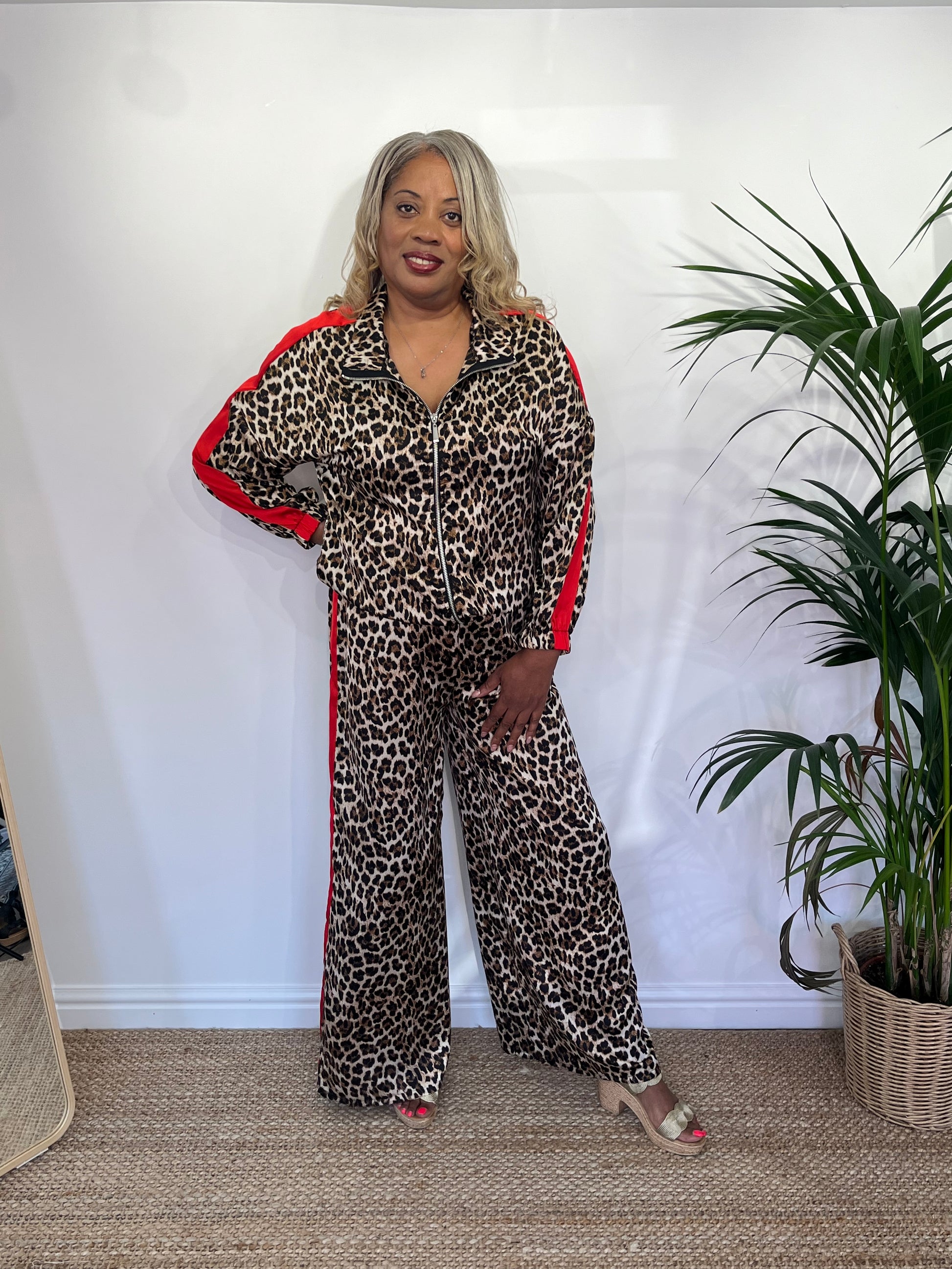 LILIAN Leopard Print Striped Tracksuit