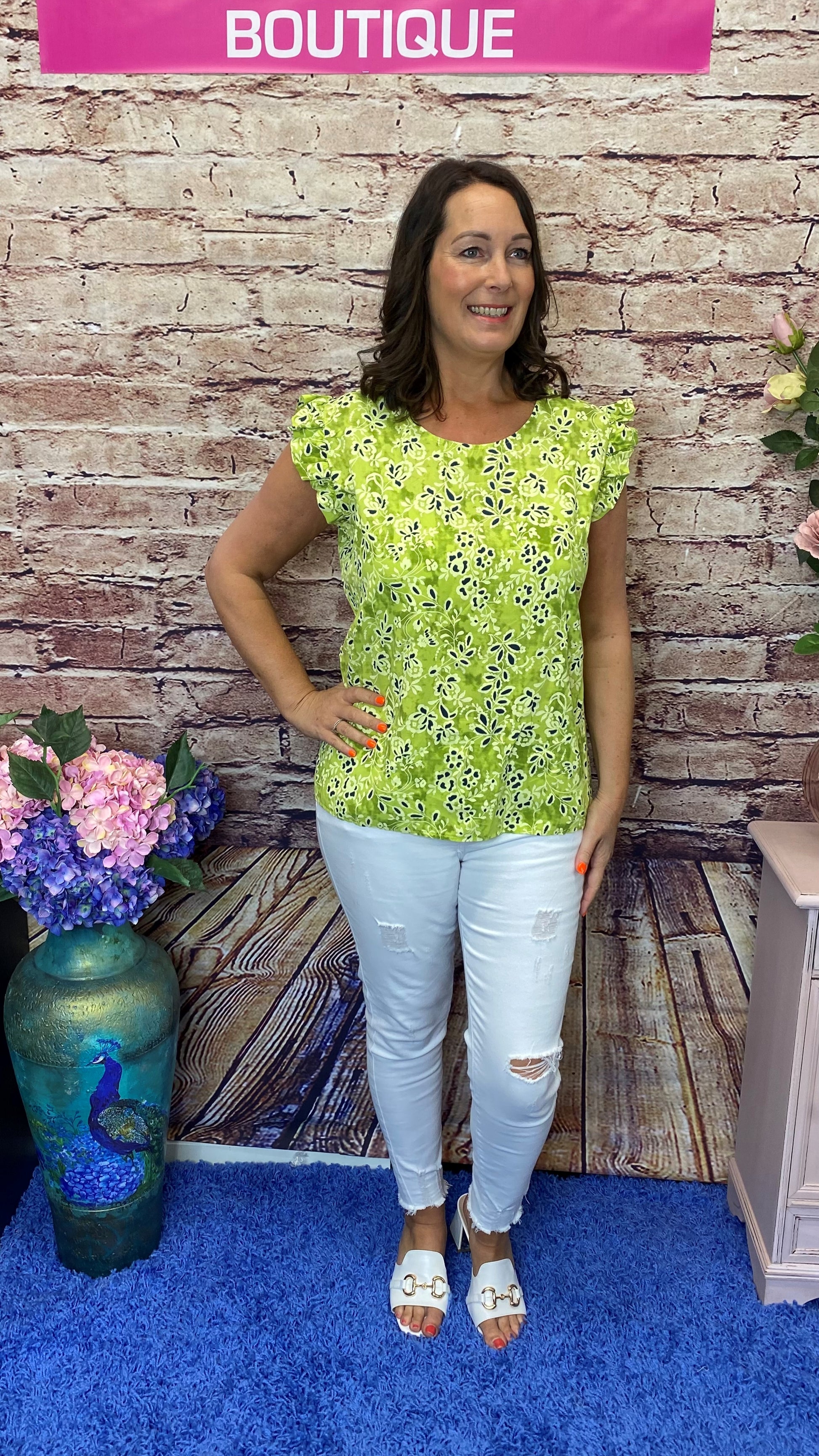 FREDA Floral Frill Top