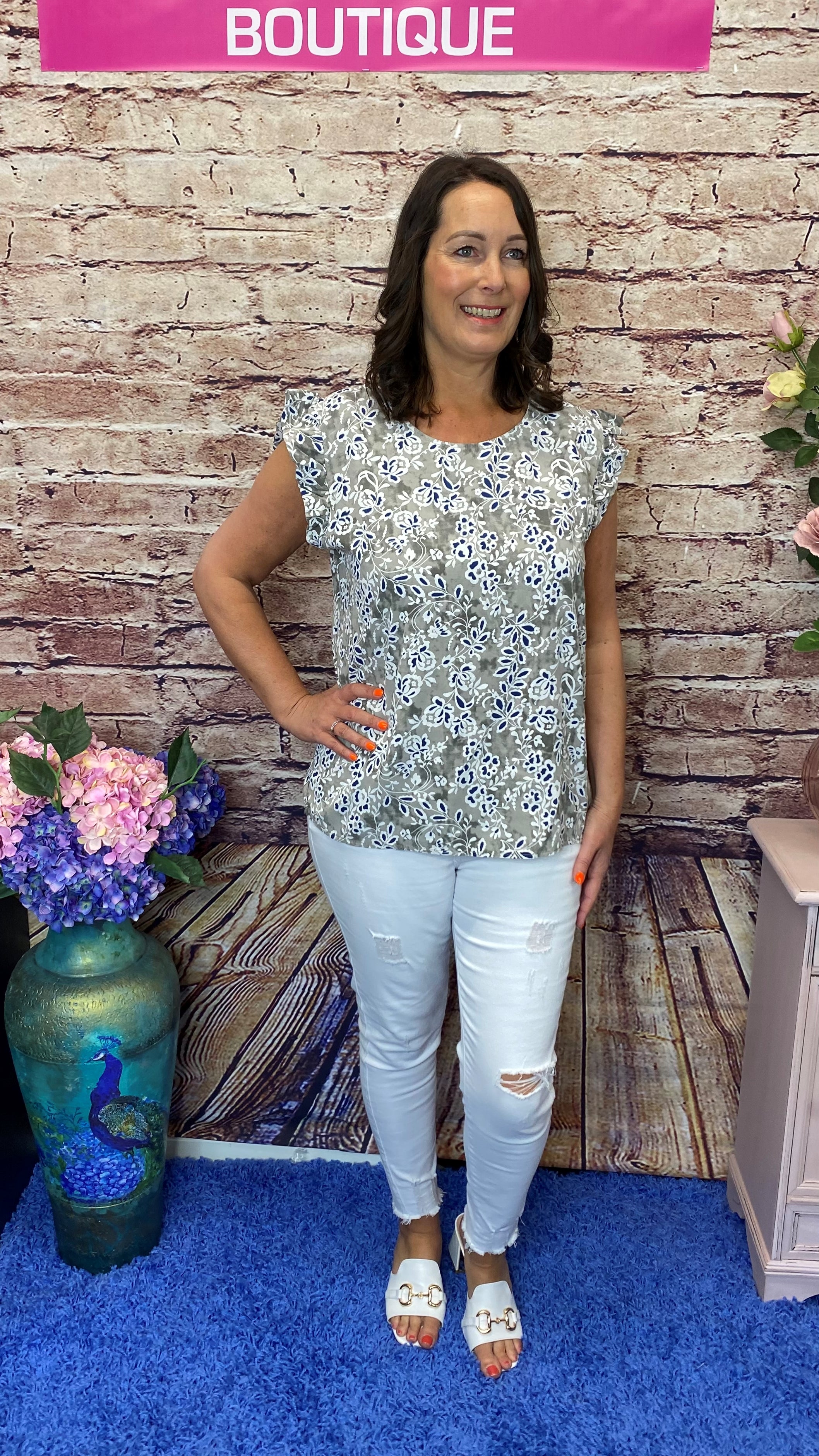 FREDA Floral Frill Top