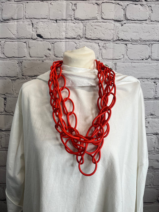 I. D. Short Rubber Triple Chain Necklace