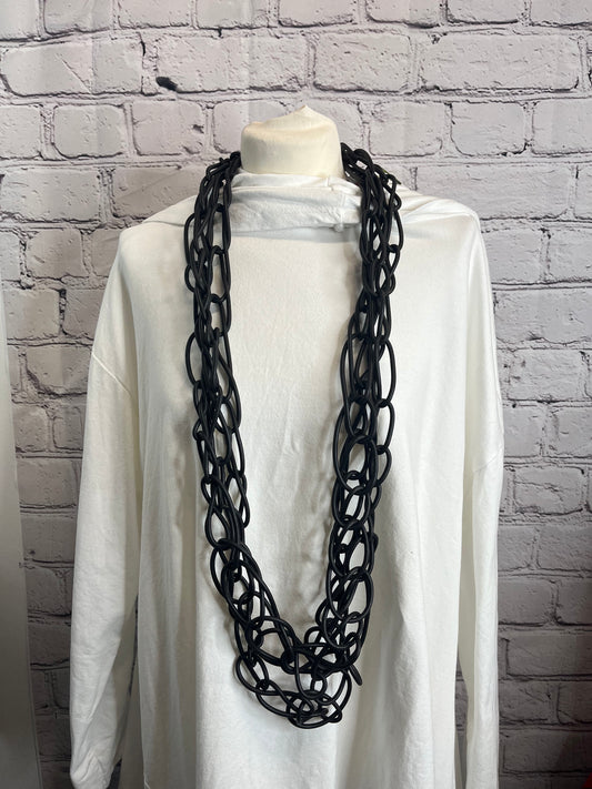 I. D. Long Rubber Triple Chain Necklace