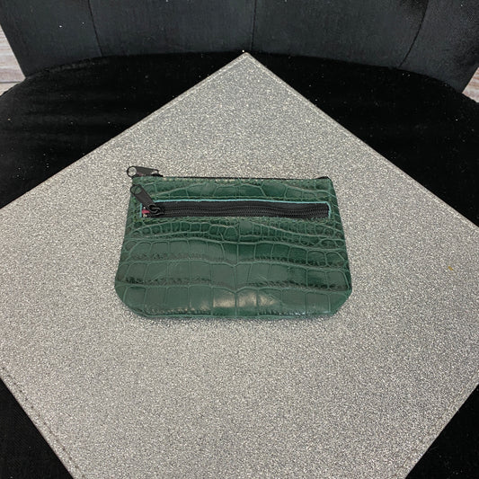 Leather Coin Purse - Croc Leather - Green