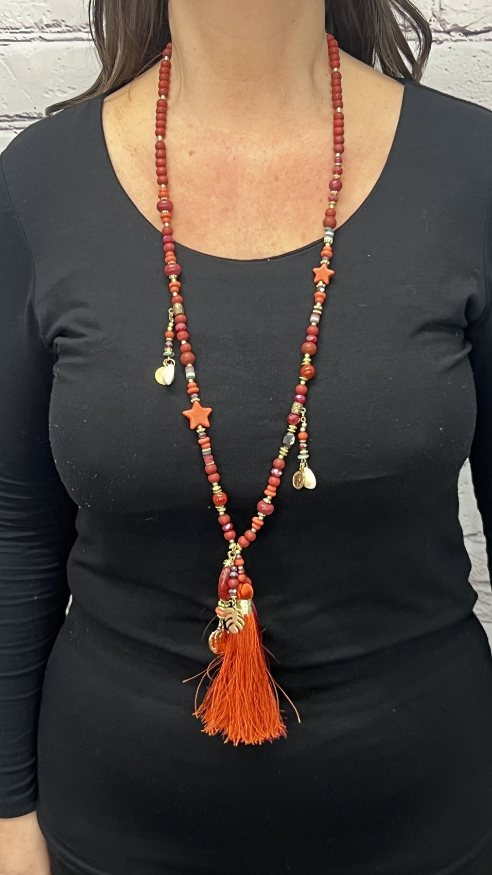 Bead and deals tassel necklace